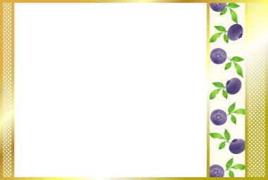 Decorative material with blueberry and ribbon motifs