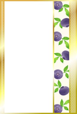Decorative material with blueberry and ribbon motifs