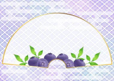 Decorative material with blueberry and ribbon motifs