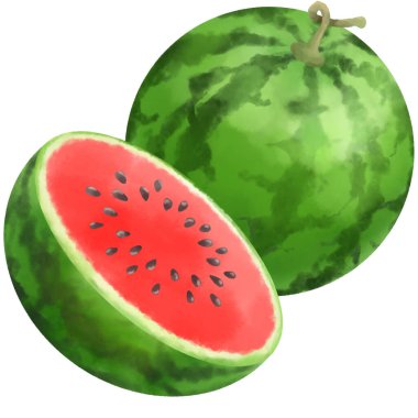 Illustration of a cut watermelon that looks delicious