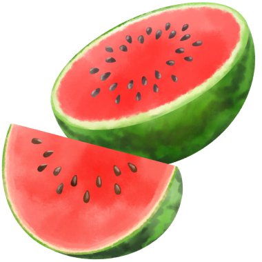 Illustration of a cut watermelon that looks delicious