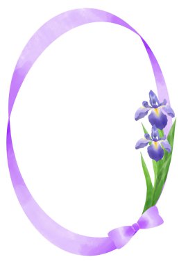 Purple ribbon and iris frame