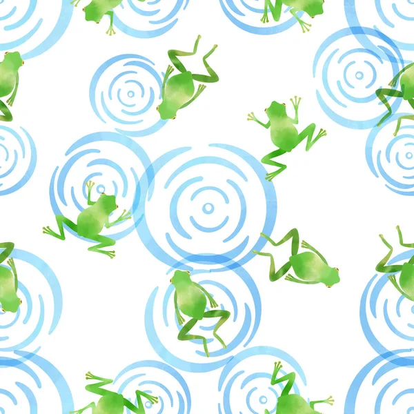 带青蛙图案的无缝图案材料 — 图库照片#