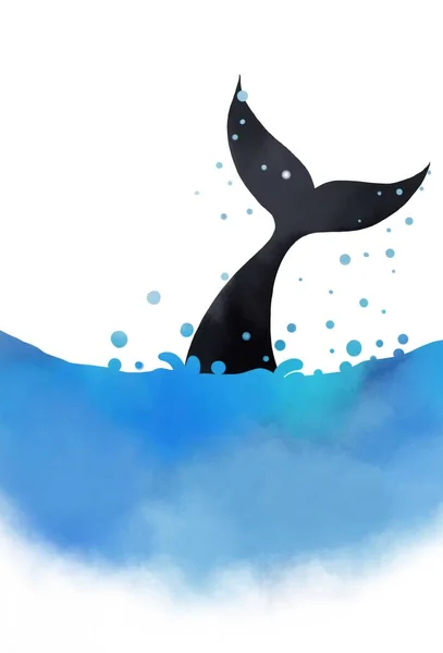 Queue Une Baleine Sautant Dans Océan — Photo