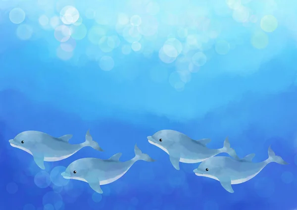 Eine Gruppe Delfine Schwimmt Meer — Stockfoto