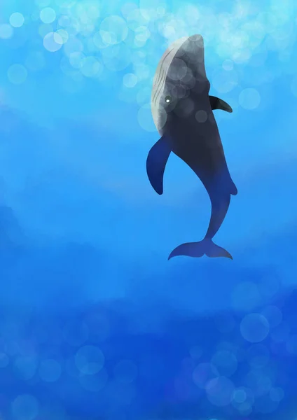 Blauwe Vinvis Zwemmen Zee — Stockfoto