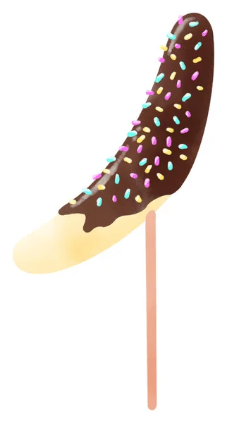 Illusztráció Csokoládé Banán Festett Akvarell — Stock Fotó