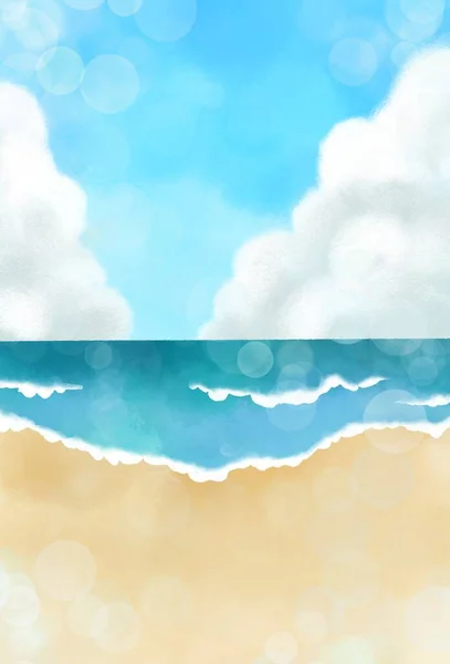 Иллюстрация Прибрежного Пейзажа Середины Лета — стоковое фото