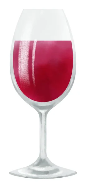 Illustration Eines Mit Aquarell Bemalten Glases Wein — Stockfoto