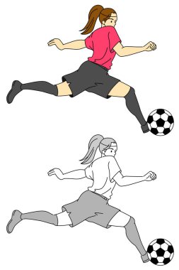 Futbolcu (kadın) illüstrasyon seti