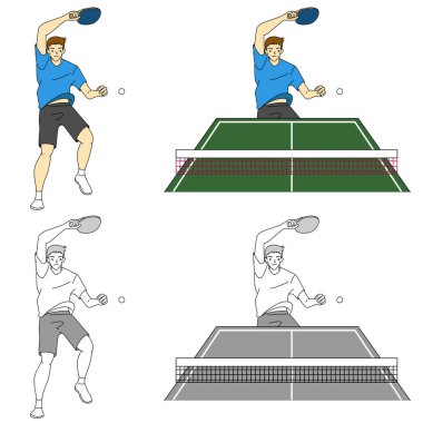Masa tenisi oyuncusunun çizimi (erkek))