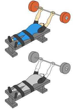 Güç kaldırma yapan sporcuların bir illüstrasyonu, bir paraşüt.