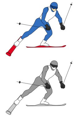 Kayak, kros yarışması sporcuları illüstrasyon seti