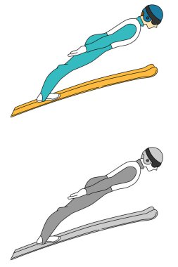 Kayakla atlama sporu çizimi