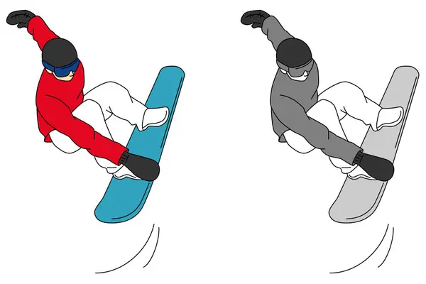 Snowboard sporcularının resimleri.
