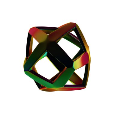 Fütüristik 3D Yapılandırılmış Geometrik Şekillerle Soyut Parlak Metalik Folyo Arkaplanı