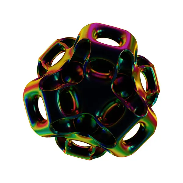 Iridescent 렌더링된 기하학적 — 스톡 사진