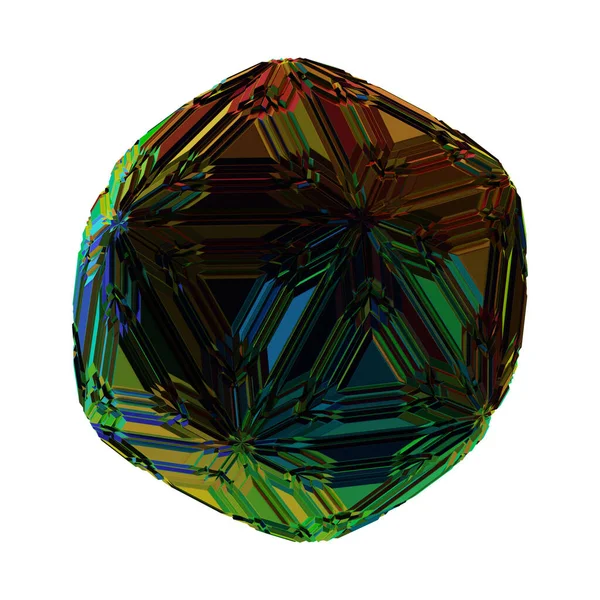 Abstract Iridescent Metallic Foil Achtergrond Met Futuristische Rendered Geometrische Vormen — Stockfoto