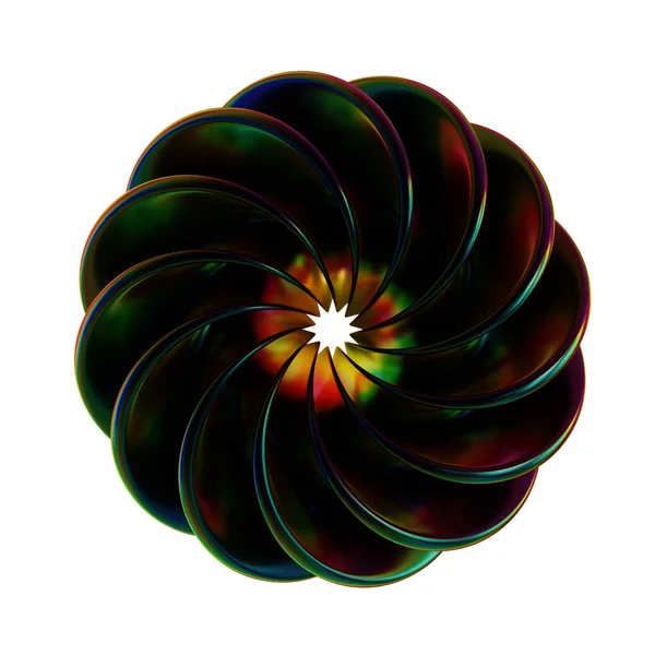 Abstrakter Irisierender Metallischer Folienhintergrund Mit Futuristischen Geometrischen Formen — Stockfoto