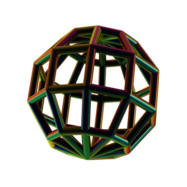 Abstrakcyjne Opalizujące Metaliczne Tło Folii Futurystycznymi Kształtami Geometrycznymi Renderowanymi — Zdjęcie stockowe