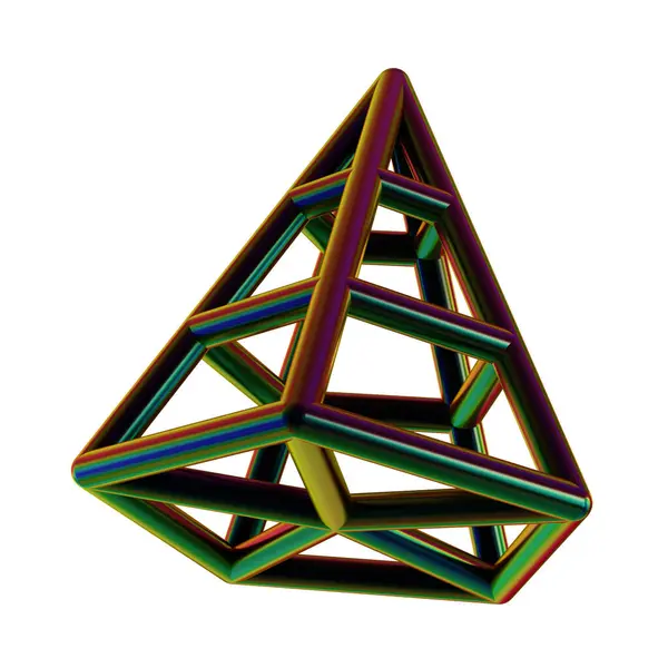 Abstrakcyjne Opalizujące Metaliczne Tło Folii Futurystycznymi Kształtami Geometrycznymi Renderowanymi — Zdjęcie stockowe