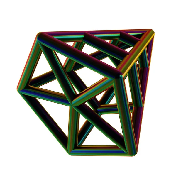 Fond Métallique Irisé Abstrait Avec Des Formes Géométriques Rendues Futuristes — Photo