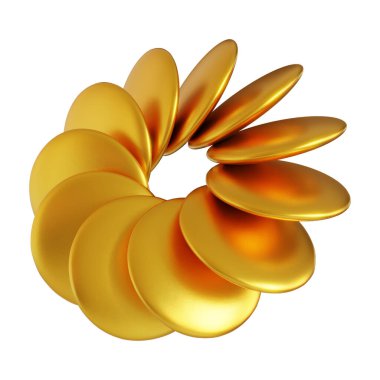 Fütürist 3D Yapılandırılmış Geometrik Şekillere sahip Soyut Altın Metalik Arkaplan