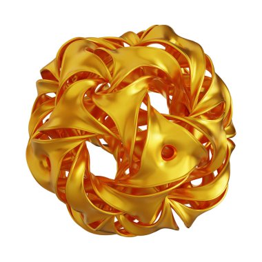 Fütürist 3D Yapılandırılmış Geometrik Şekillere sahip Soyut Altın Metalik Arkaplan