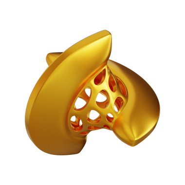 Fütürist 3D Yapılandırılmış Geometrik Şekillere sahip Soyut Altın Metalik Arkaplan