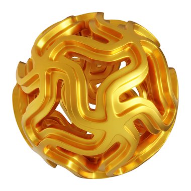 Fütürist 3D Yapılandırılmış Geometrik Şekillere sahip Soyut Altın Metalik Arkaplan