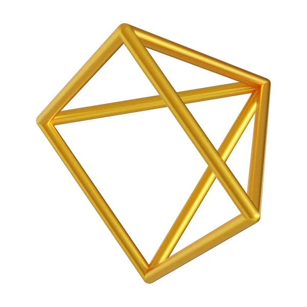 Abstrakti Kultainen Metallinen Tausta Jossa Futuristinen Renderöity Geometrinen Muoto — kuvapankkivalokuva