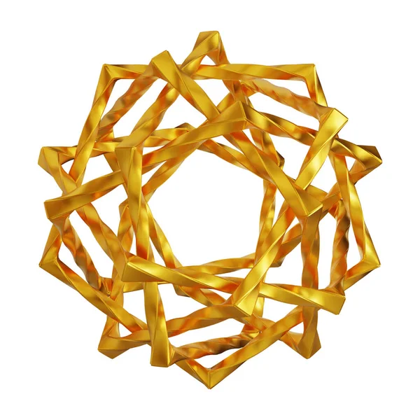Abstraktní Zlaté Kovové Pozadí Futuristickými Vykreslenými Geometrickými Tvary — Stock fotografie
