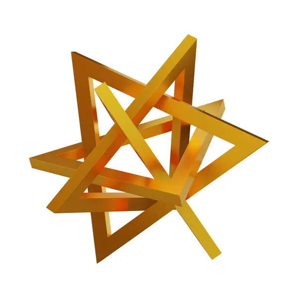 Abstraktní Zlaté Kovové Pozadí Futuristickými Vykreslenými Geometrickými Tvary — Stock fotografie