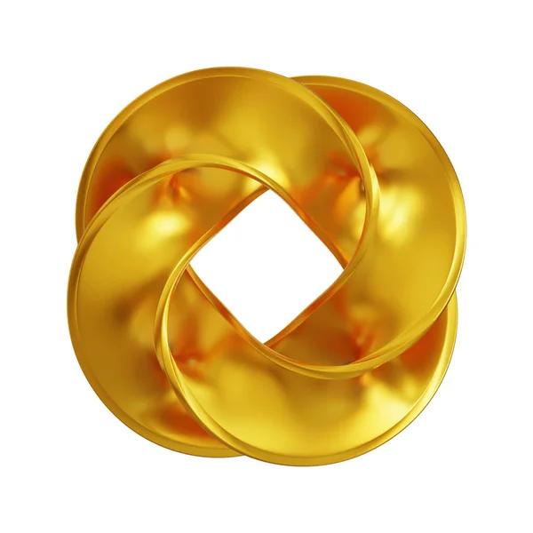 具有未来主义3D渲染几何形状的金金属背景 — 图库照片