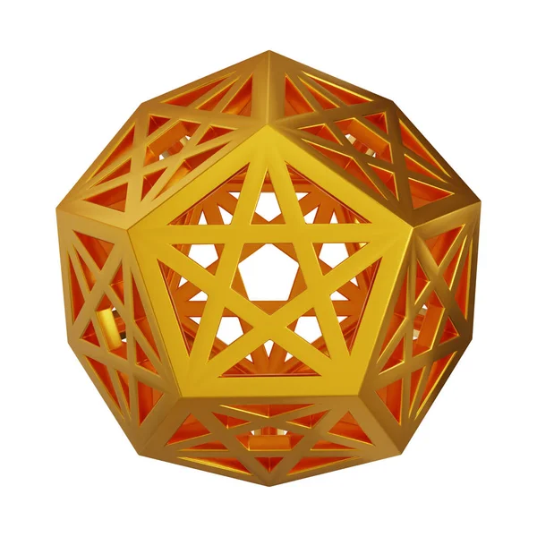 Absztrakt Golden Metallic Háttér Futurisztikus Renderelt Geometrikus Alakzatok — Stock Fotó