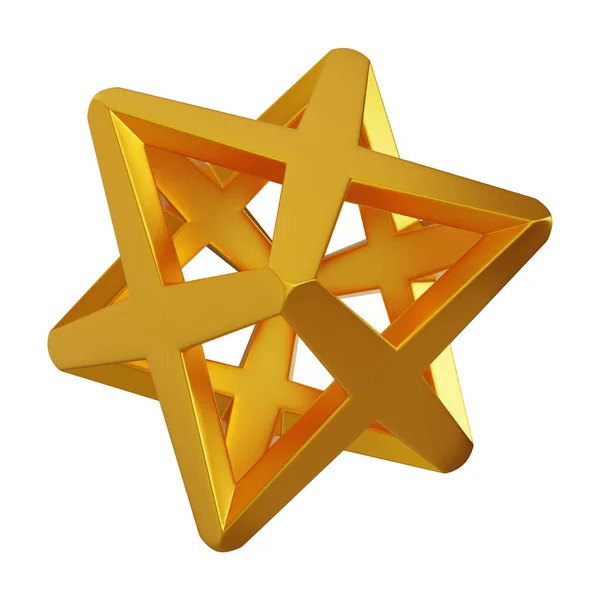 Абстрактный Золотой Металлический Фон Футуристическими Трехмерными Геометрическими Фигурами — стоковое фото