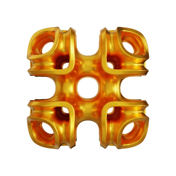 Αφηρημένο Χρυσό Μεταλλικό Φόντο Φουτουριστικές Τρισδιάστατες Μορφοποιημένες Γεωμετρικές Μορφές — Φωτογραφία Αρχείου