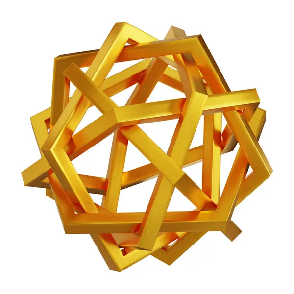 Абстрактный Золотой Металлический Фон Футуристическими Трехмерными Геометрическими Фигурами — стоковое фото
