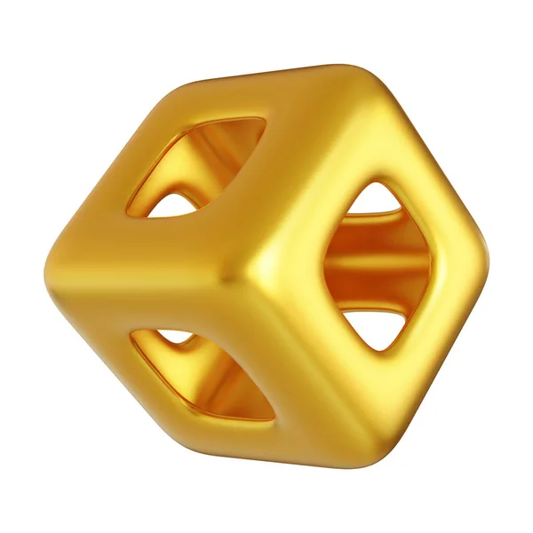 Absztrakt Golden Metallic Háttér Futurisztikus Renderelt Geometrikus Alakzatok — Stock Fotó
