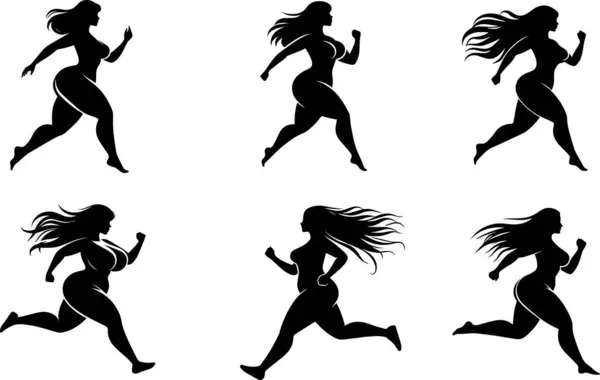 Şişman kadının siluet vektör sanatı beyaz üzerinde yalıtılmış.