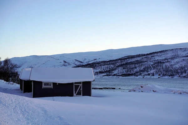 Besneeuwde Landschap Natuur Fjorden Van Tromso Noorwegen — Stockfoto