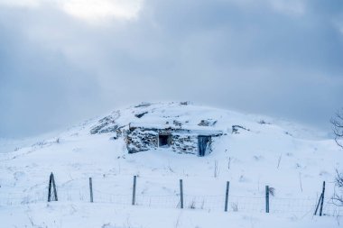 Tromso fiyortlarında karlı doğa, Norveç