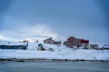 Tromso fiyortlarında karlı doğa, Norveç
