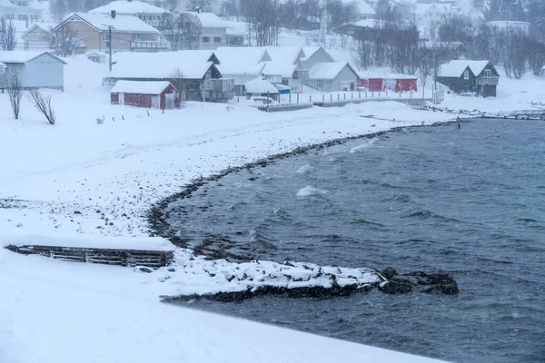 Снежная Природа Тромсо Фьордах Норвегия — стоковое фото