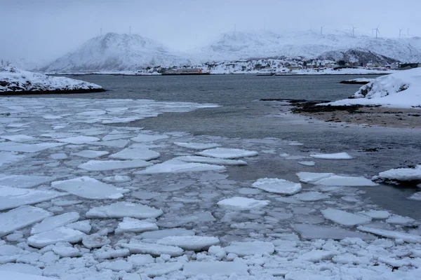 Χιονάτη Φύση Τρομώ Φιόρδ Νορβηγία — Φωτογραφία Αρχείου