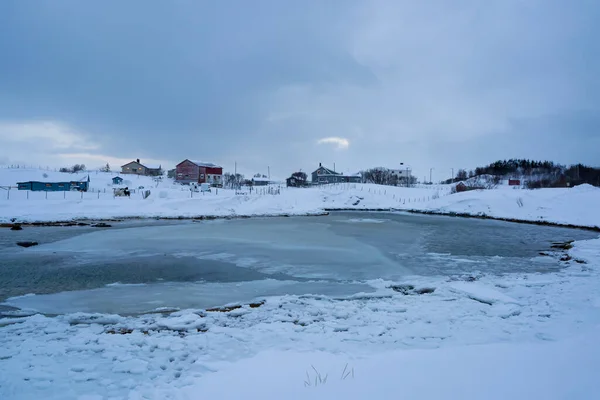 Zasněžená Příroda Tromso Fjordech Norway — Stock fotografie