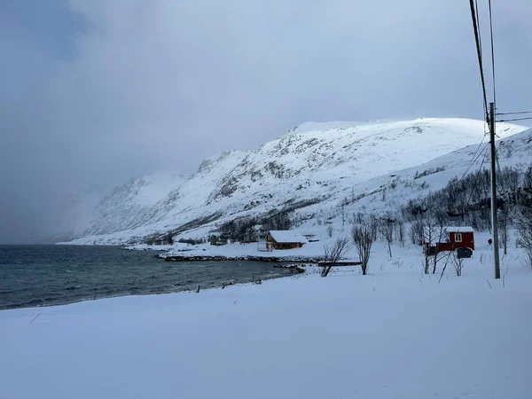 村里的雪景 — 图库照片