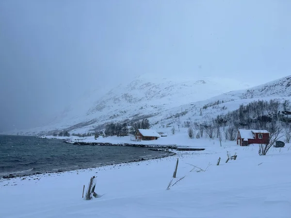 村里的雪景 — 图库照片