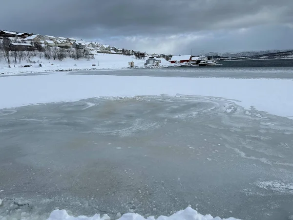 Snowy Διαμορφωμένη Φύση Στην Tromso Norway — Φωτογραφία Αρχείου