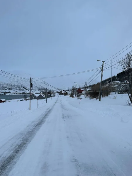 ノルウェーのトロムソでは雪に覆われた自然が — ストック写真